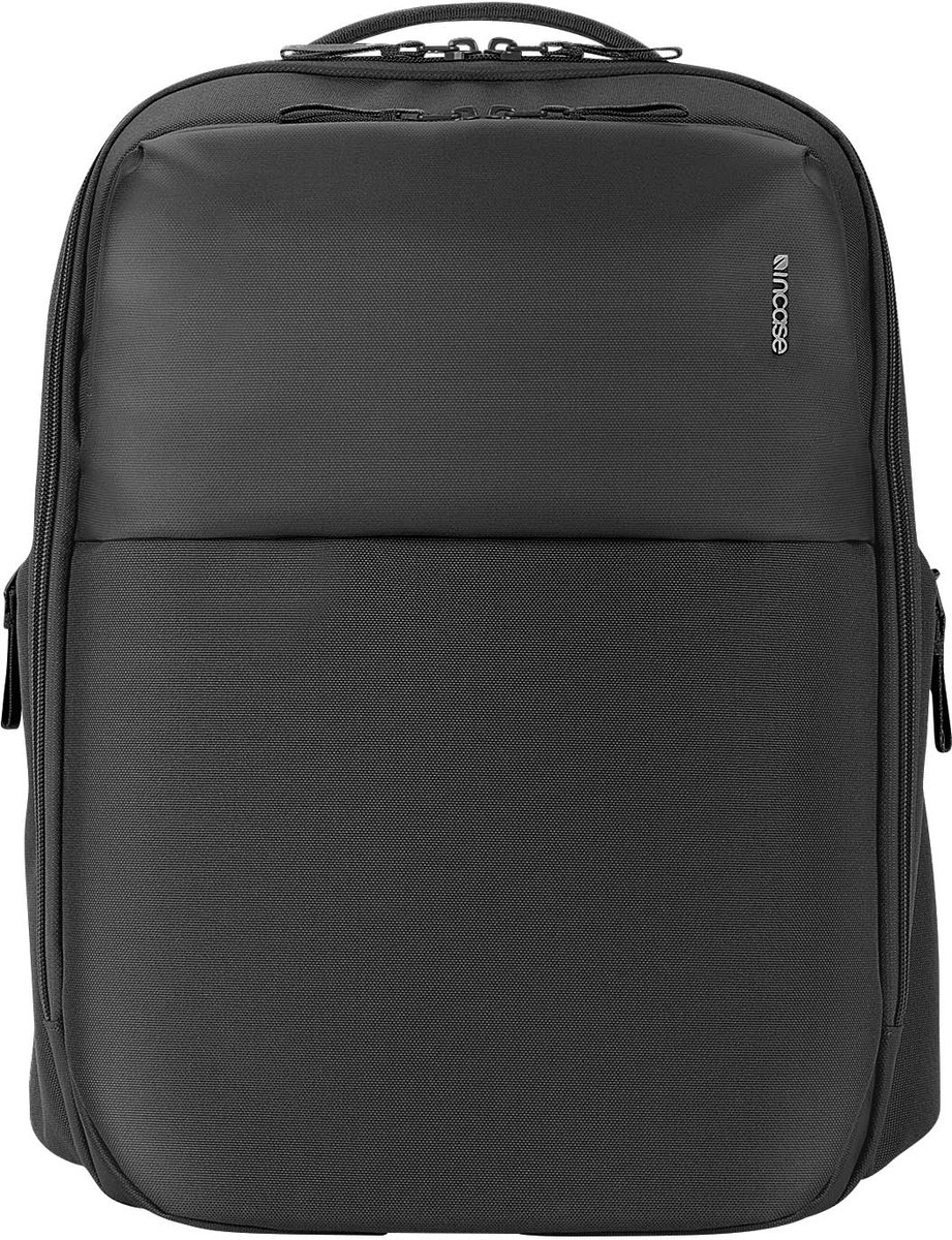 Incase, 16 inch rugzak van gerecyclede stof met meerdere zakken met rits, Zwart