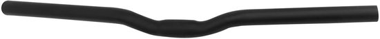 Guidon de scooter noir et plat avec une légère courbure ascendante aux extrémités.
