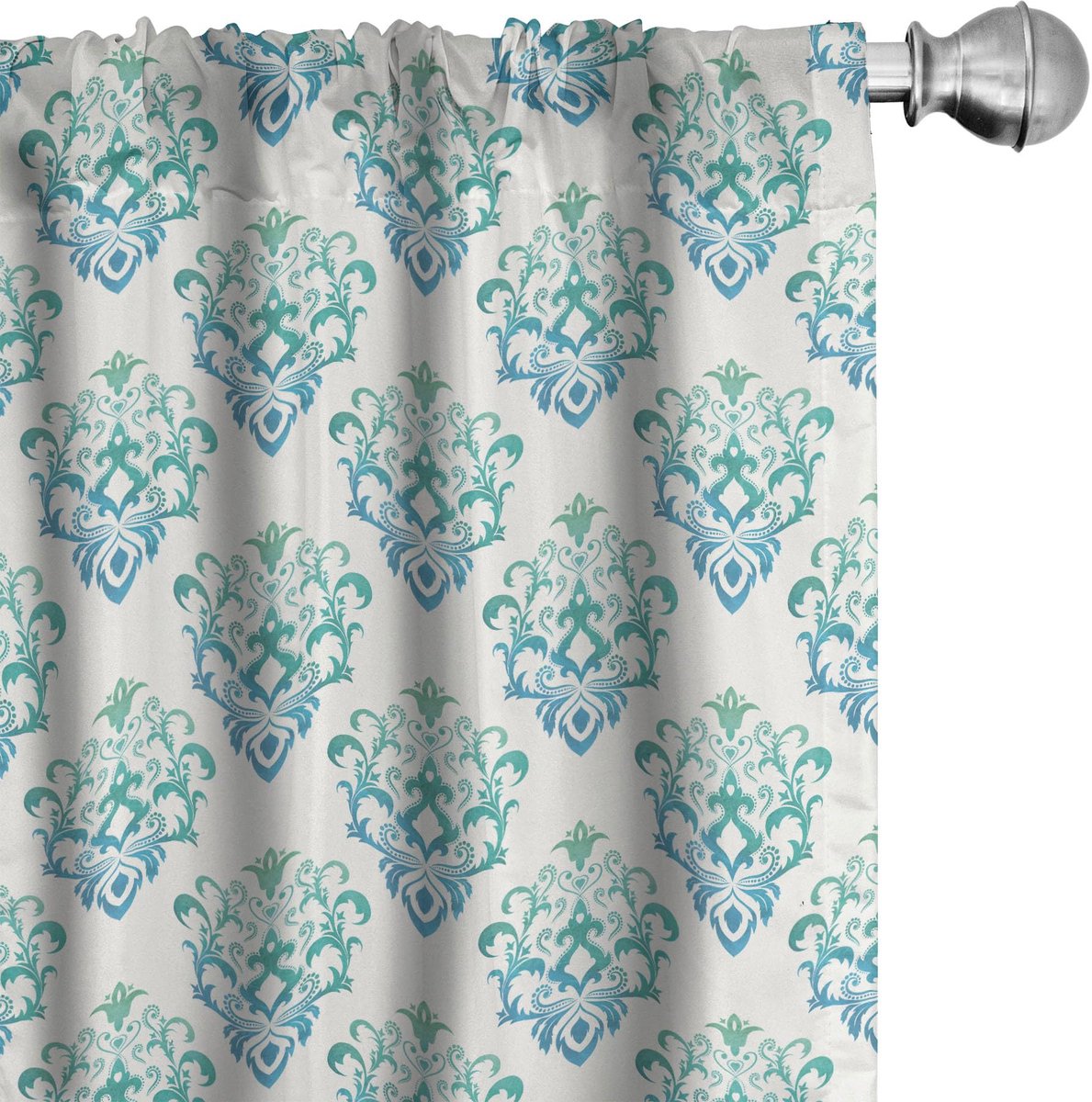 ABAKUHAUS Oriëntaalse gordijnen – damast 2x75x175 cm – diepblauw en zeeschuimkleur Diep Hemelsblauw Zeegroen