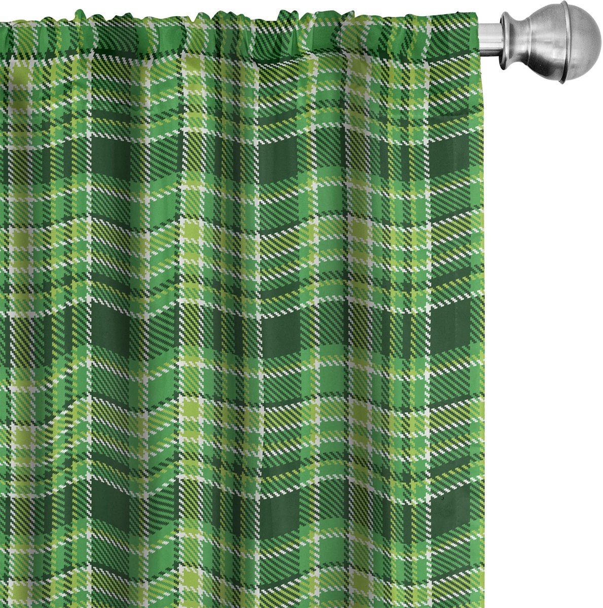 ABAKUHAUS Kariert Gordijnen – 2x75x175 cm – Microvezel – Smaragd/Wit
