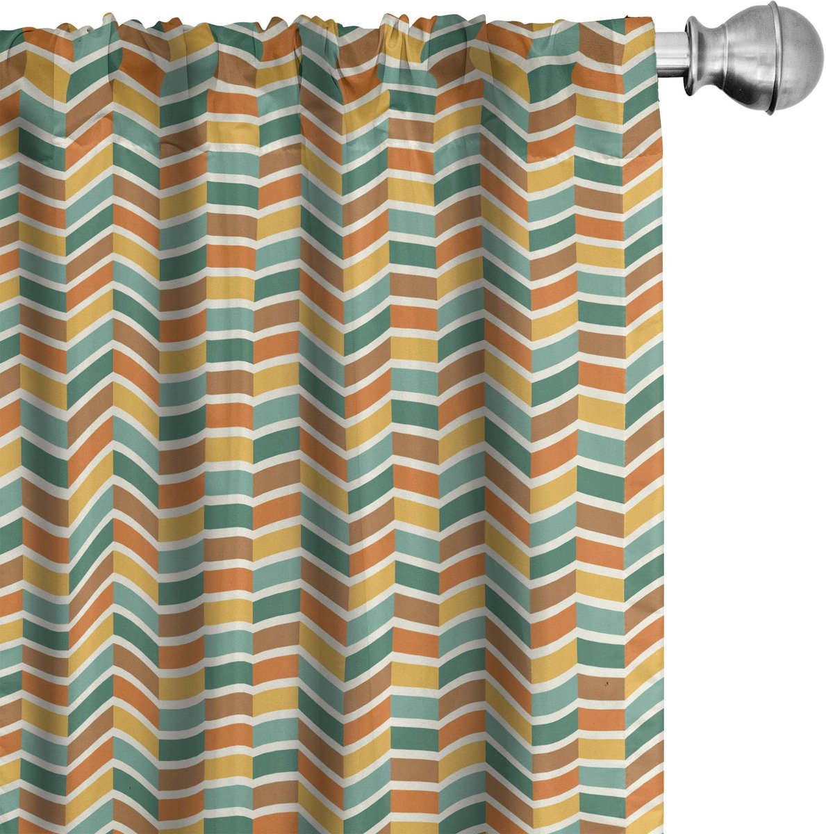 ABAKUHAUS Gordijnen–2x75x175 cm–Oranje/Jadegroen