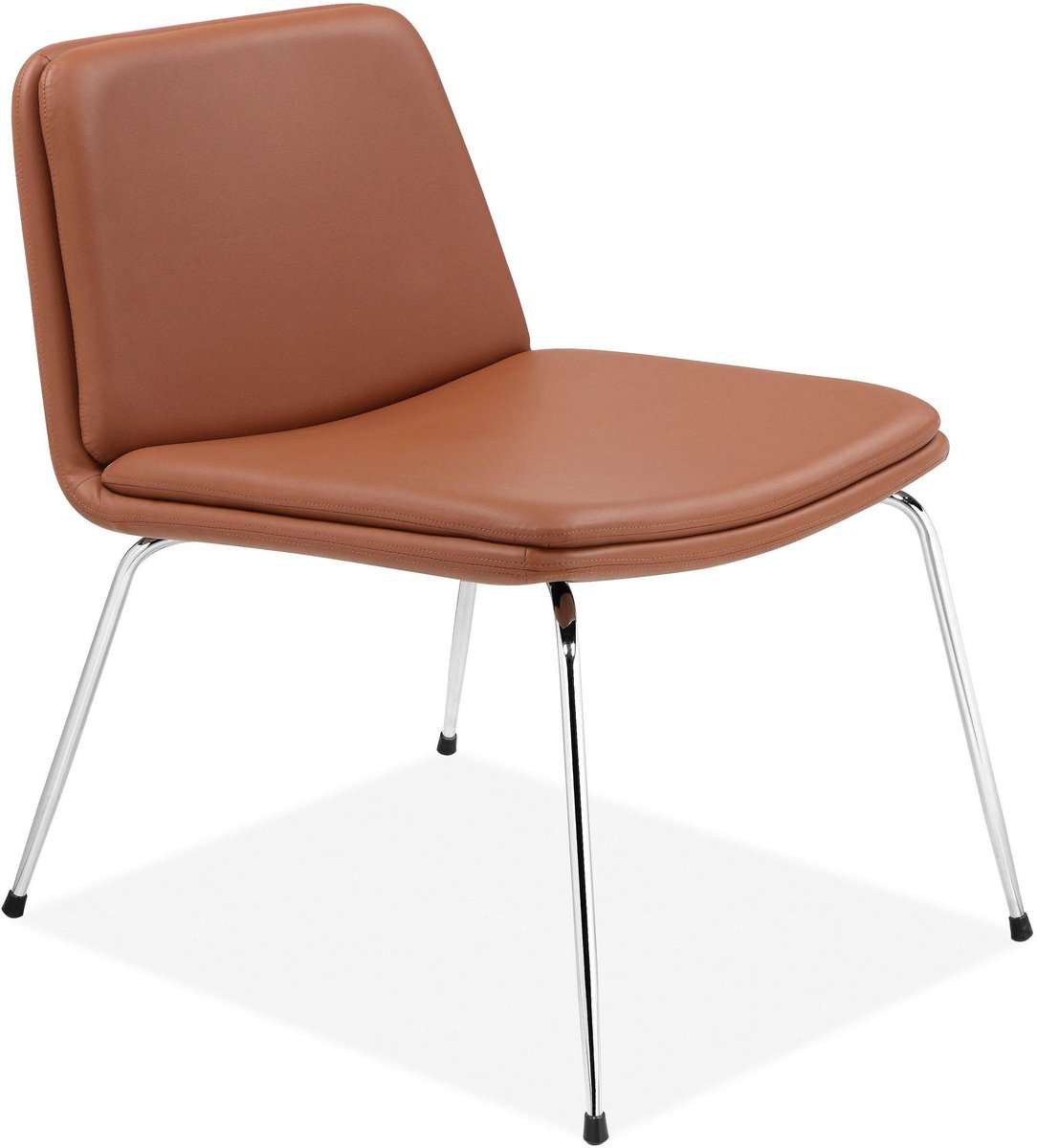 Heine-Loungestoel met metalen poten in PU cognackleurig