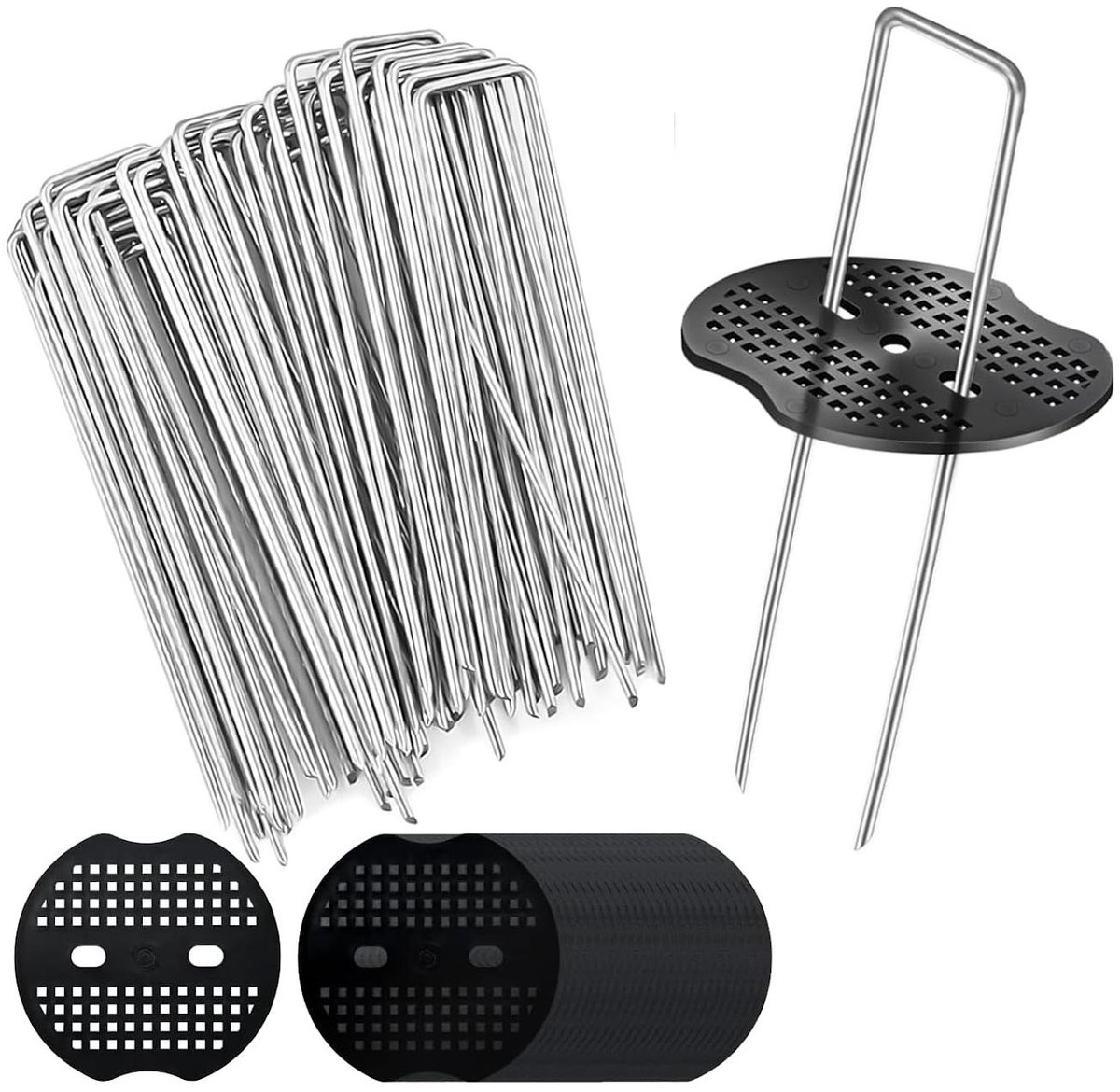 U-vorm grondpennen - Galvaniseerde grondankers - Voor tuinfolie en mulchdoek - 50 stuks - Zilver