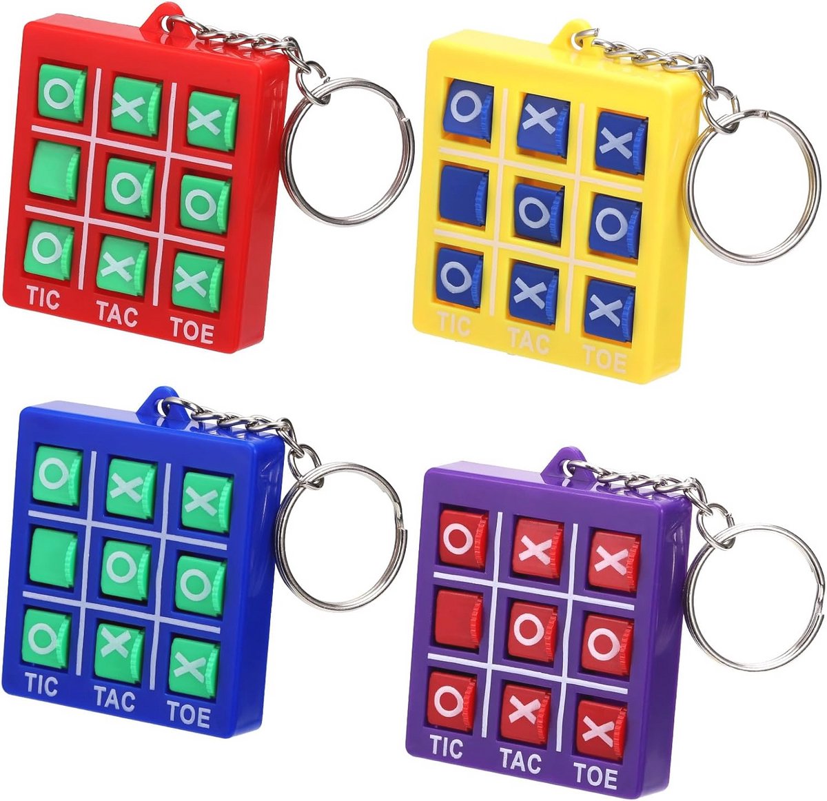 Tic Tac Toe Sleutelhangers - Set van 4 Mini Speelgoed voor Feestjes en Goedkope Rugzak Vulstoffen