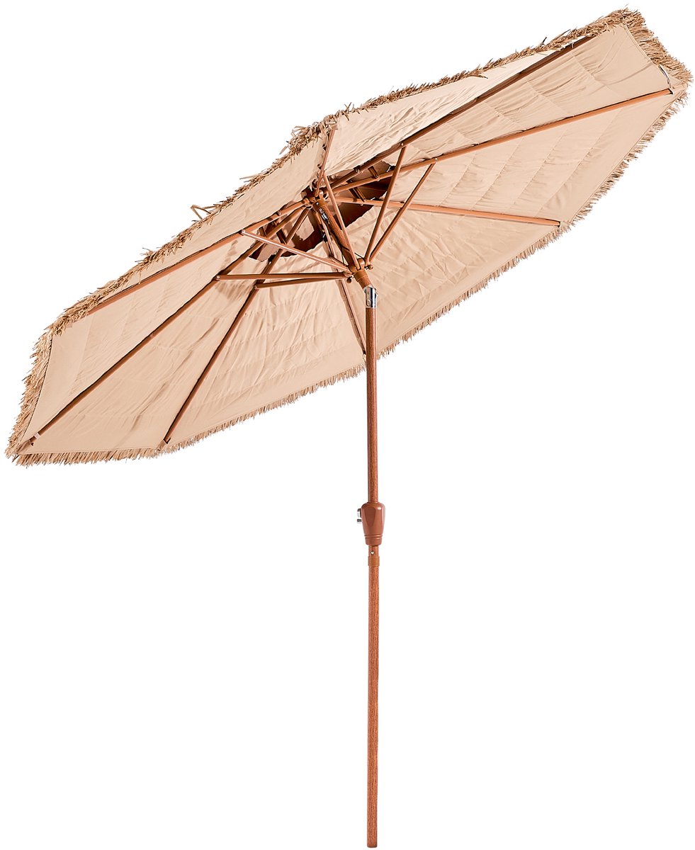 VEVOR Tiki-Parasol, 2,7 M Rieten Terrasparasol met Kantelfunctie, 2-Laags Strandparasol In Hawaiiaanse Stijl met Pp-Riet En 8 Metalen Baleinen, Grasparasols voor Strand, Terras, Zwembad, Achtertuin En Tuin