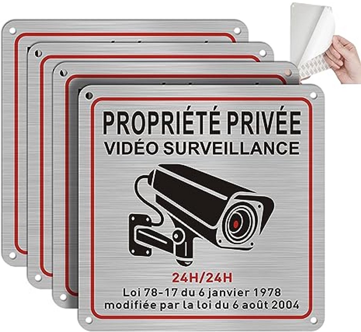 Camerabewaking paneel 15 x 15 cm voor binnen en buiten - Alarmpaneel voor privé-eigendom