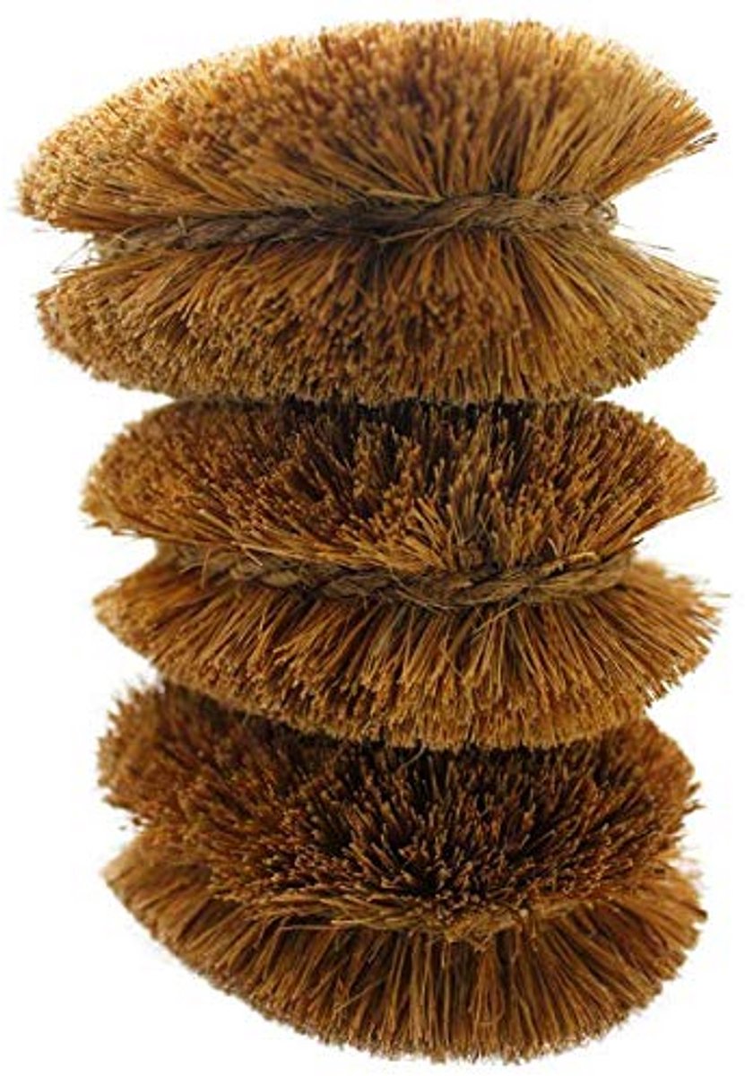 Tawashi Groenteborstels van Natuurlijke Kokosvezel - Set van 3 voor Fruit en Groenten