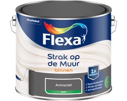 Flexa - Strak op de Muur Binnen Muurverf Mat - Antracietgrijs - 2.5 L