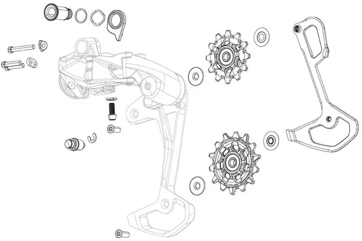 Sram Apex Xplr Mech Derailleurwieltjes Set Voor Fietsen Transparant