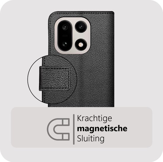 Cazy hoesje geschikt voor OnePlus 15 Hoesje met Pasjeshouder - Bookcase Classic - Zwart