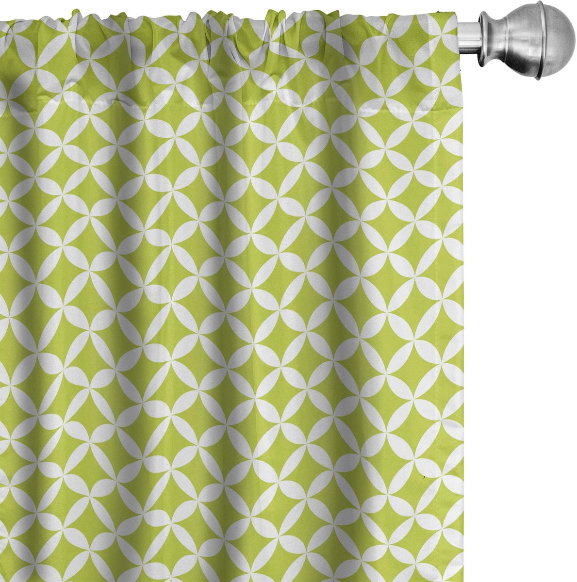 ABAKUHAUS Geometrische gordijnen – 2x75x245 cm – microvezel – geel groen wit