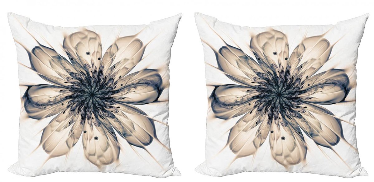 ABAKUHAUS Bloemenkussenhoes Set – 2x60x60 cm – Dubbelzijdig bedrukt microvezel – Kakao/Zwart