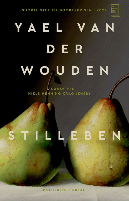 Boek "Stilleben" van Yael van der Wouden, genomineerd voor de Booker Prize 2024, met twee peren op de cover.