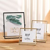 OLYCRAFT 2 Stuks Mini-fotolijsten Voor Wandmontage, 8,1 X 9,9 Cm, Dubbele Glazen Fotolijst Met Ketting, Legering Vouwframe, Doe-het-zelf Vintage