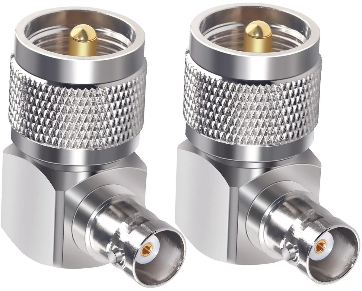 CSGoods - UHF naar BNC Coaxiale Adapter Haakse Stekker 90 Graden - 2 Stuks - RF Verlengkabel Adapter