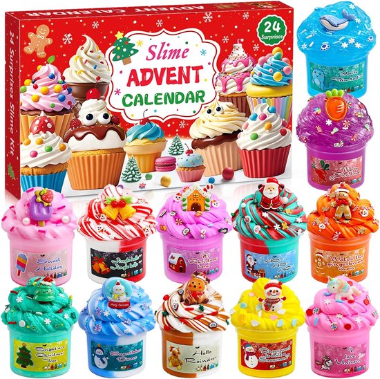 Funewest Slime Adventskalender 2025 Kinder – 24 Tage Schleim Set Weihnachtskalender, Weihnachten Überraschungen Geschenk für Kinder,Mädchen,Teenager und Jungen