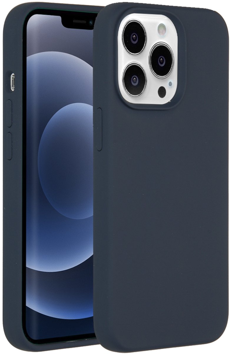 Accezz Liquid Silicone Backcover voor de iPhone 13 Pro hoesje - Donkerblauw