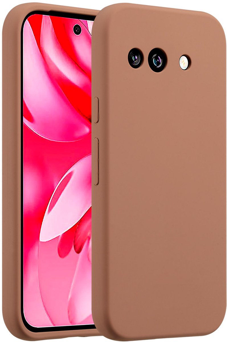 Accezz Hoesje - Geschikt voor Google Pixel 9a - Liquid Silicone Backcover - Lichtbruin