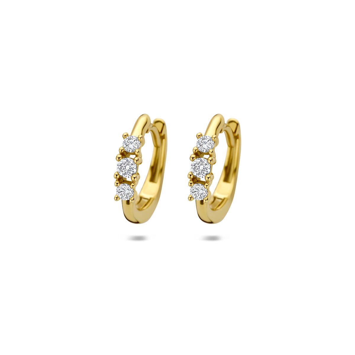 14K Geelgouden klapoorringen 0.30ct 2x 0.15ct f vs 14 mm - 4035468