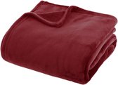 Atmosphera fleece deken/fleeceplaid - Bordeaux rood - 180 x 230 cm - polyester - Molton Bankdeken