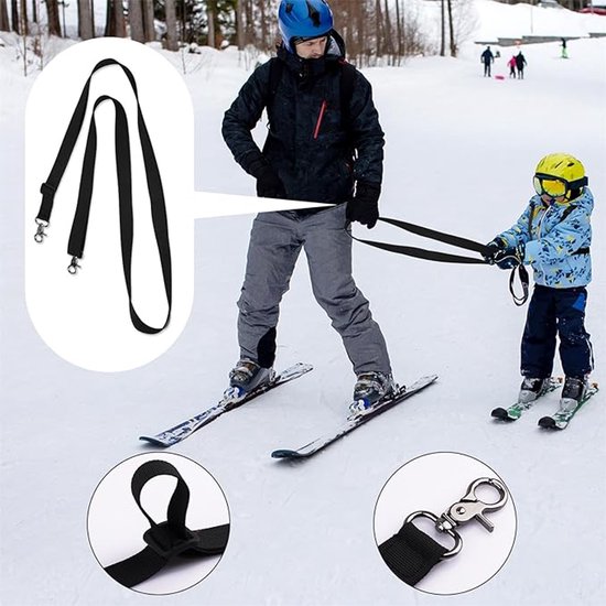 Skituigje kinderen - Ski Harnas - Oefengordel - Veiligheidsgordel - ski tuigje - Skituigje kinderen - Ski-accessoires - Verstelbaar ski-schouderharnas - Voor kinderen en beginners Schaatsen, Skateboarden, Snowboarden, Skaten, Fietsen (zwart) van Cadeauxplein — afbeelding 3