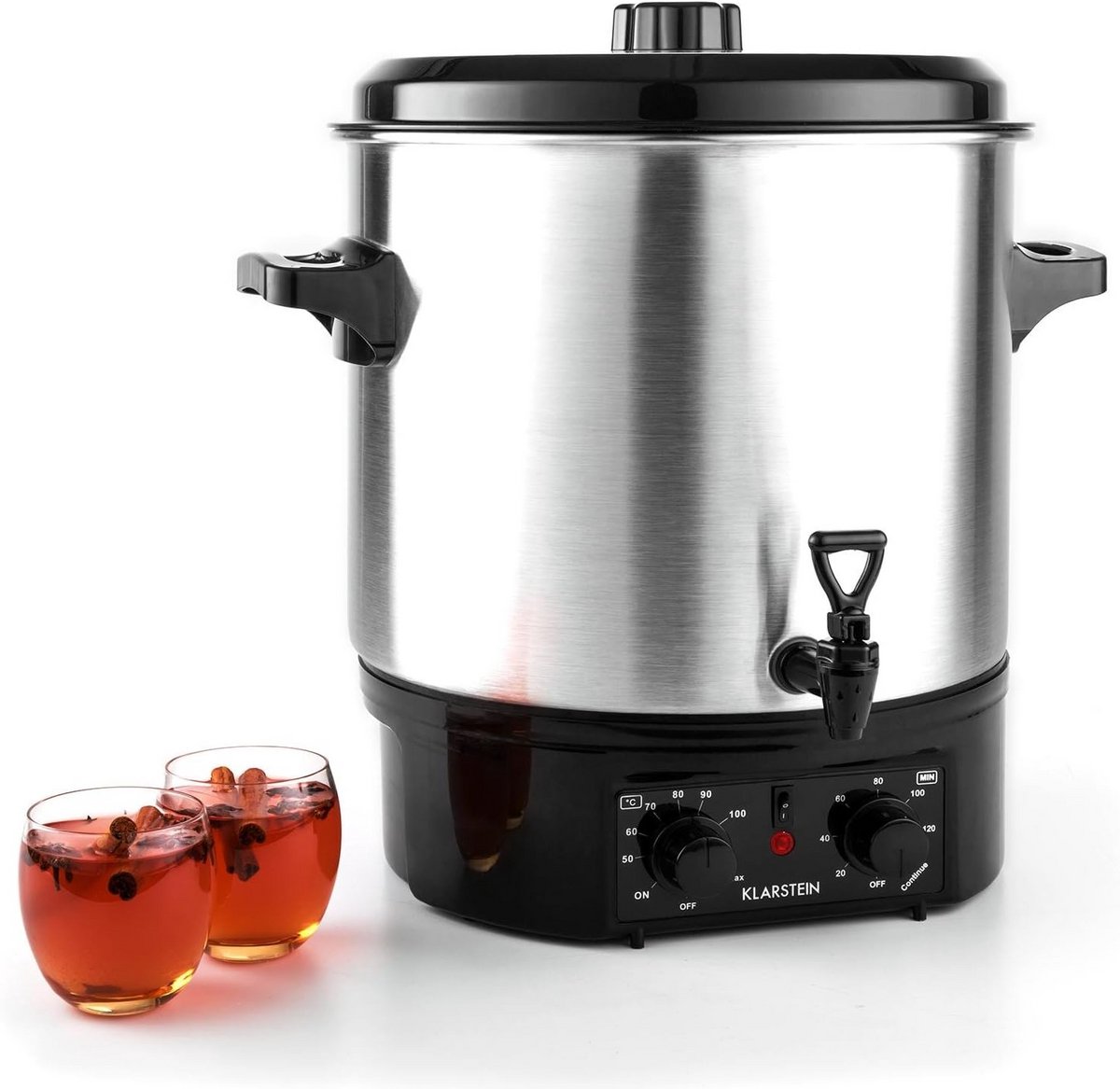 Klarstein Biggie Inmaakpan - 27 Liter Vermogen, 2000 Watt, Regelbare Temperatuur, 120-Minuten Timer, Geschikt voor Glühwein en Inmaken, Zilver