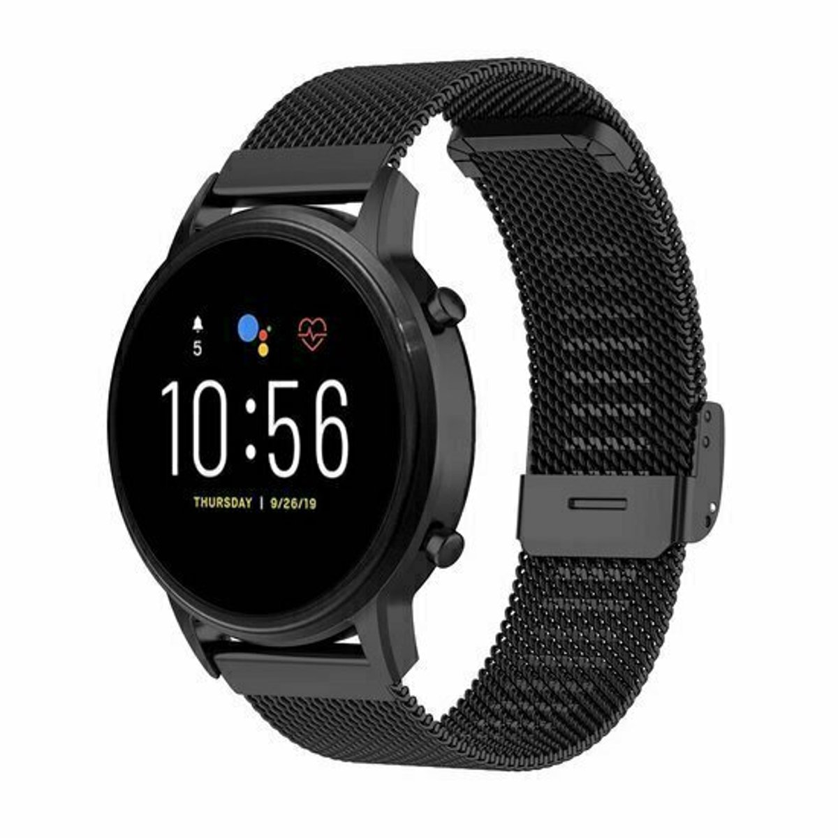 By Qubix - Milanese bandje met klemsluiting - Zwart - geschikt voor Huawei Watch 5 - 46mm