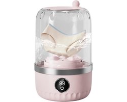Draagbare mini-wasmachine - Kleine wasmachine van 1 liter - Geschikt voor het wassen van kleding, stoffen, sokken en ondergoed - Ideaal voor op reis, kamperen, studentenkamers, hotels, enz. - Roze