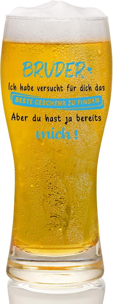 Persoonlijk bierglas 460 ml - Uniek cadeau voor broer - Kerst & verjaardag