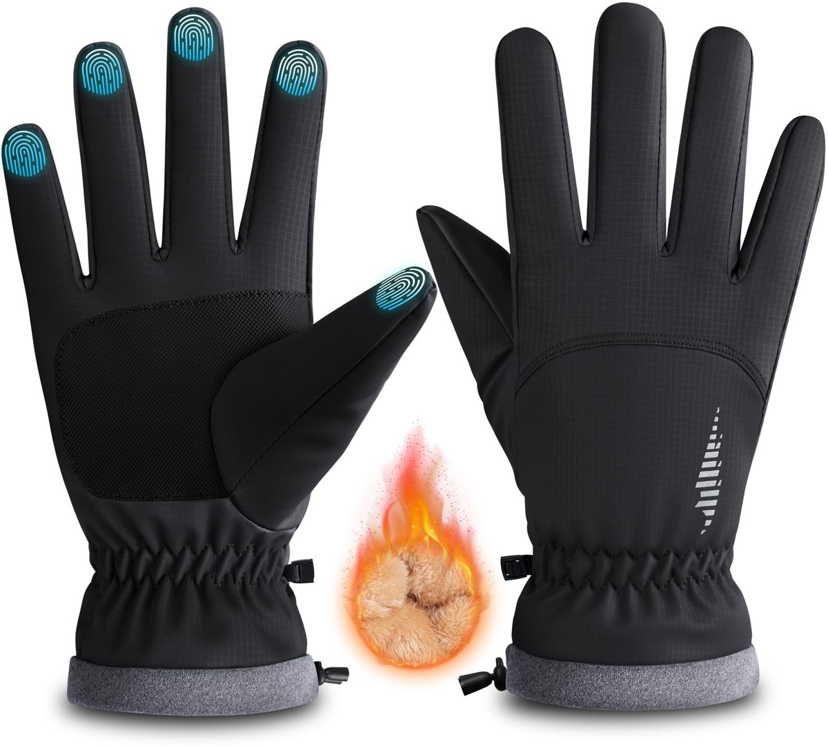Unyqoos® Winterhandschoenen met Touchscreen Functie voor Fietsen en Outdoor Activiteiten Zwart