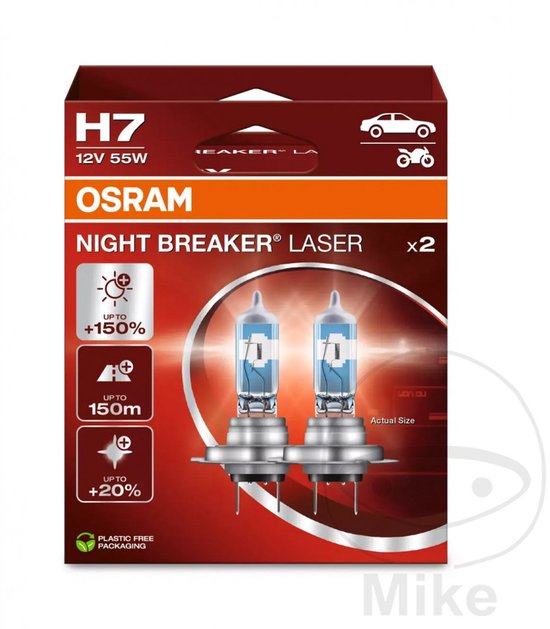 Set Osram H7 Night Breaker Laser (Set) Gen2 2025 Nouvelle Version 12V 55W Lampe Halogène 150% Plus