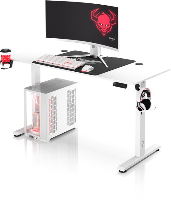 DIABLO CHAIRS - Gaming-bureau X-TENSIO - Elektrische hoogteverstelling 140cm - Wit