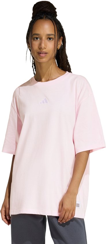 adidas Sportswear T-SHIRT MINI EMBROIDERY OVERSIZED GRAPHIC - Femmes - Rose - L