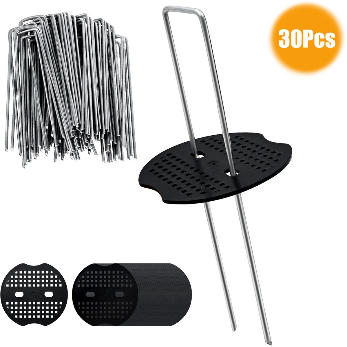Namajunas - TentharingenStalen Haringen set van 30st. - Grondanker - Gegalvaniseerd Staal - Tent Haring - Grondhaken - Tent spijker - U-vormige grondpennen voor de tuin - Met 30 pakkingen - Kampeer artikelen voor tent of windscherm
