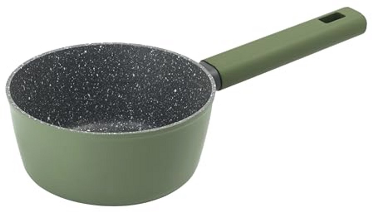 Groene Inductiepaan 16 cm - Antiaanbak, Soft-Touch Grijp, Geschikt voor Alle Warmtebronnen
