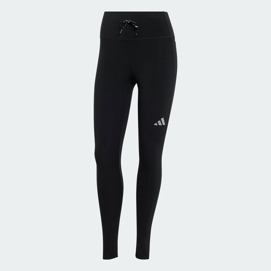 Zwarte Adidas legging met drievoudige streep logo op de zijkant.