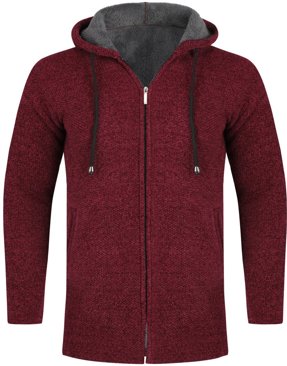 Allthemen Heren Trui Capuchon en Gevoerd Outdoorvest Bordeauxrood