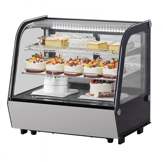 Koelvitrine - Gebaksvitrine Tafelmodel - 115 L - 2-laags - LED-verlichting - Turbo-koeling - Vorstvrije luchtkoeling
