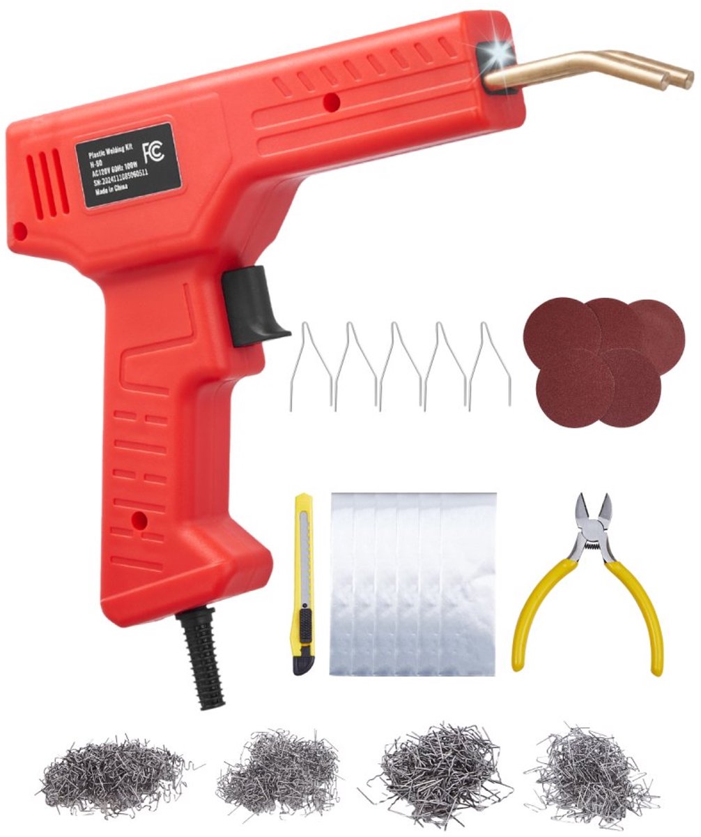 Plastic Reparatieset - Hete Nieten Laspistool - 100W - 800 Nietjes - LED-lamp - Voor Kunststof Autobumpers, Kajaks en Speelgoed