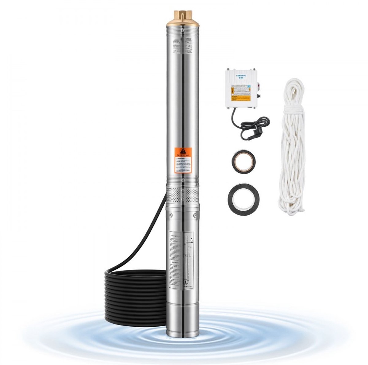 Bronpomp - Dompelpomp - Vermogen 550 W - Debiet 65 L/min - Opvoerhoogte 85 m - Kabel 20 m - Externe Bedieningskast - IP68