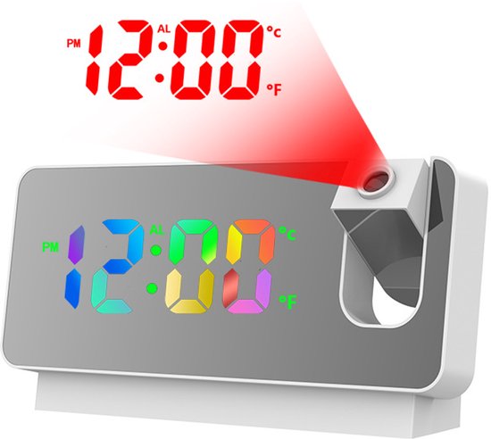 Foto: Digitale projectiewekker slaapkamerprojectiewekker digitale klok digitale wekker wekker digitale wekker voor de slaapkamer dubbele wekker met snoozefunctie usb interface geschikt voor naast het bed in de slaapkamer wit