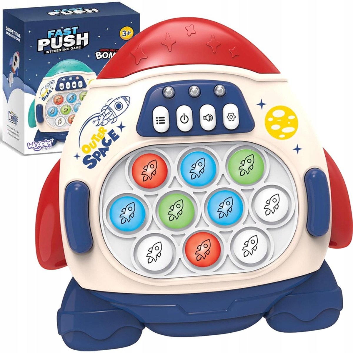 Woopie Interactieve Pop It Raket Spel - Licht & Geluid, 999 Niveaus
