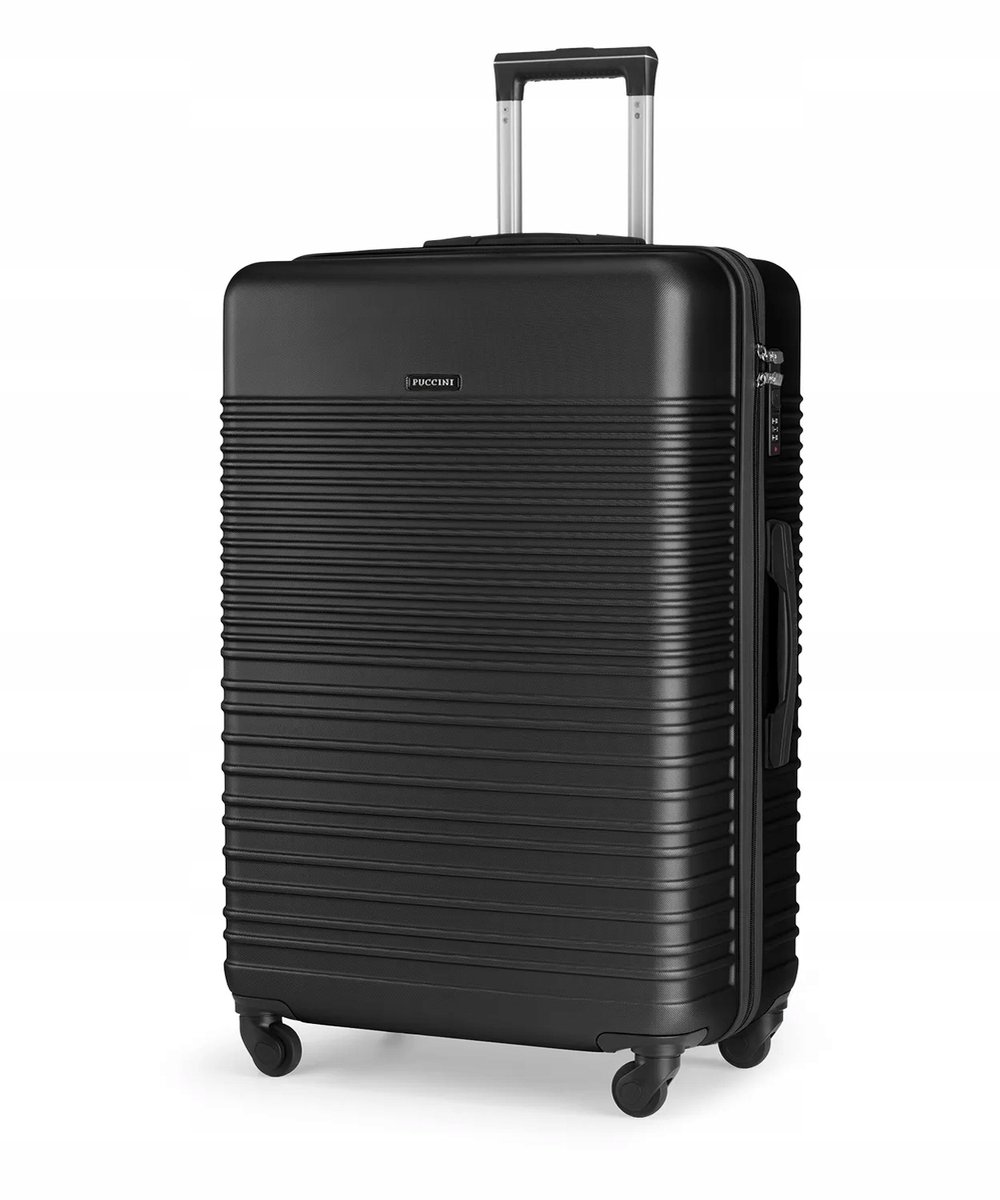 Puccini Grote Zwarte ABS Koffer 87L - 4 Zwenkwielen & Cijferslot
