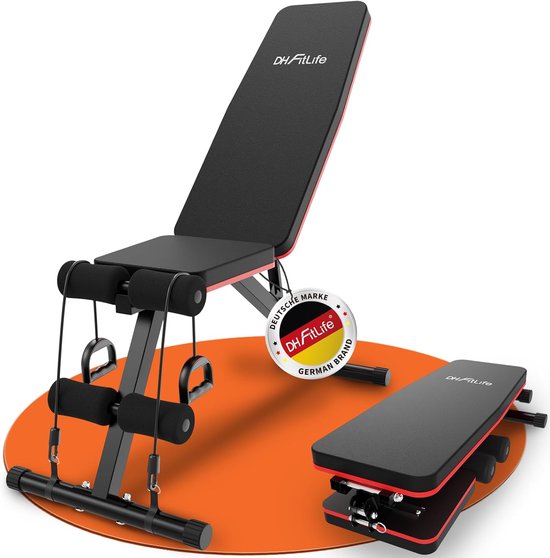 DH FitLife Opvouwbare Halterbank 8-in-1 – Verstelbare Fitness/Schuine Bank – 80% Ruimtebesparend – Buikspiertrainer voor Home Gym