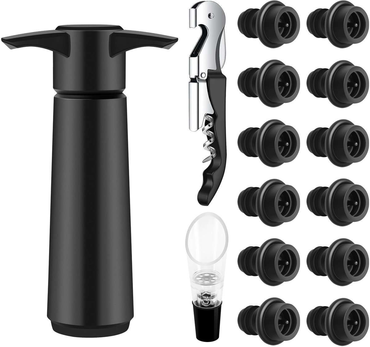 Unyqoos® Complete set voor wijnliefhebbers met vacuümpomp en accessoires