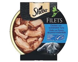 Sheba Filets natvoer voor katten met kip en tonijn, 32 schalen van elk 60 g, in totaal 1920 g