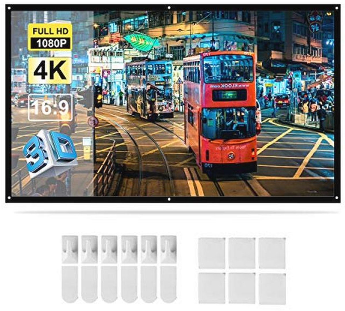 Draagbaar Projector Scherm 70 Inch HD 16:9 Opvouwbaar voor Binnen en Buiten