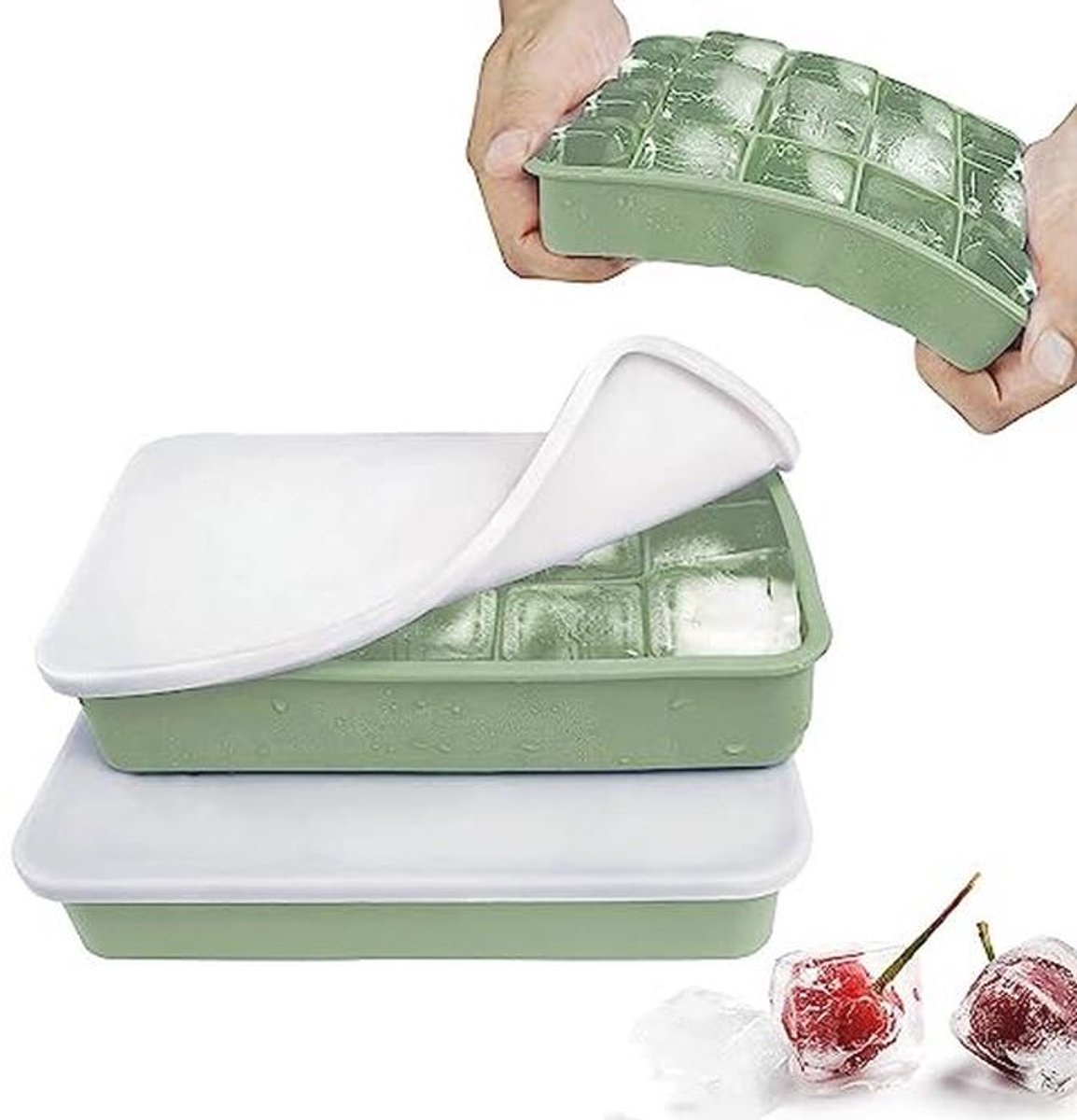 Siliconen IJsblokjesvorm met Deksel voor Cocktails en Whisky - 2 Stuks