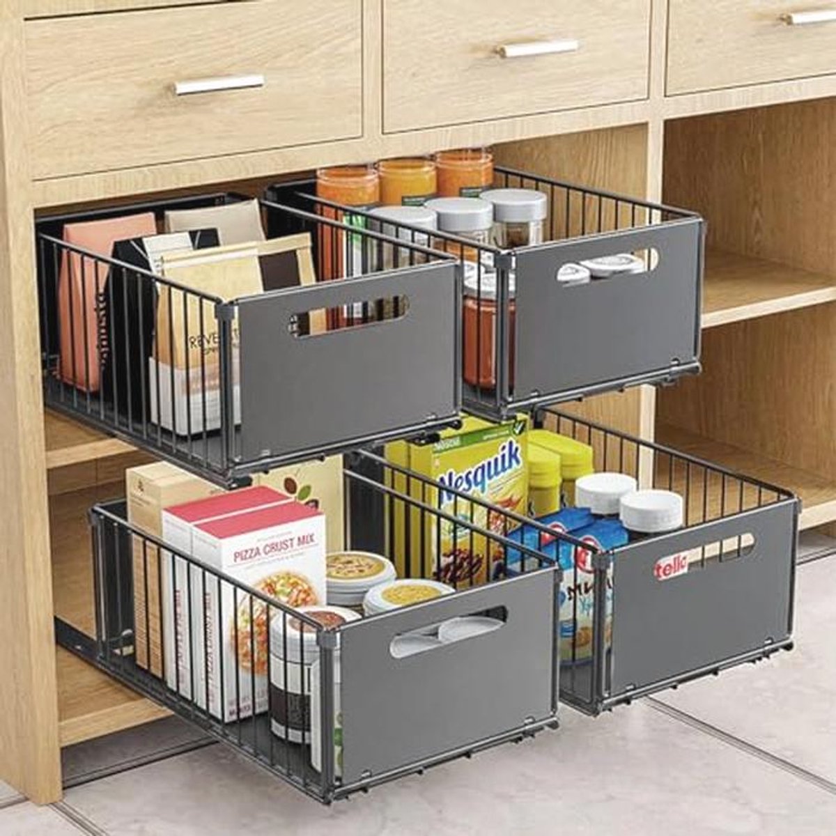 Opvouwbare Kastorganizer met Uittrekbare Laden – Set van 4 voor Eetkamer en Badkamer