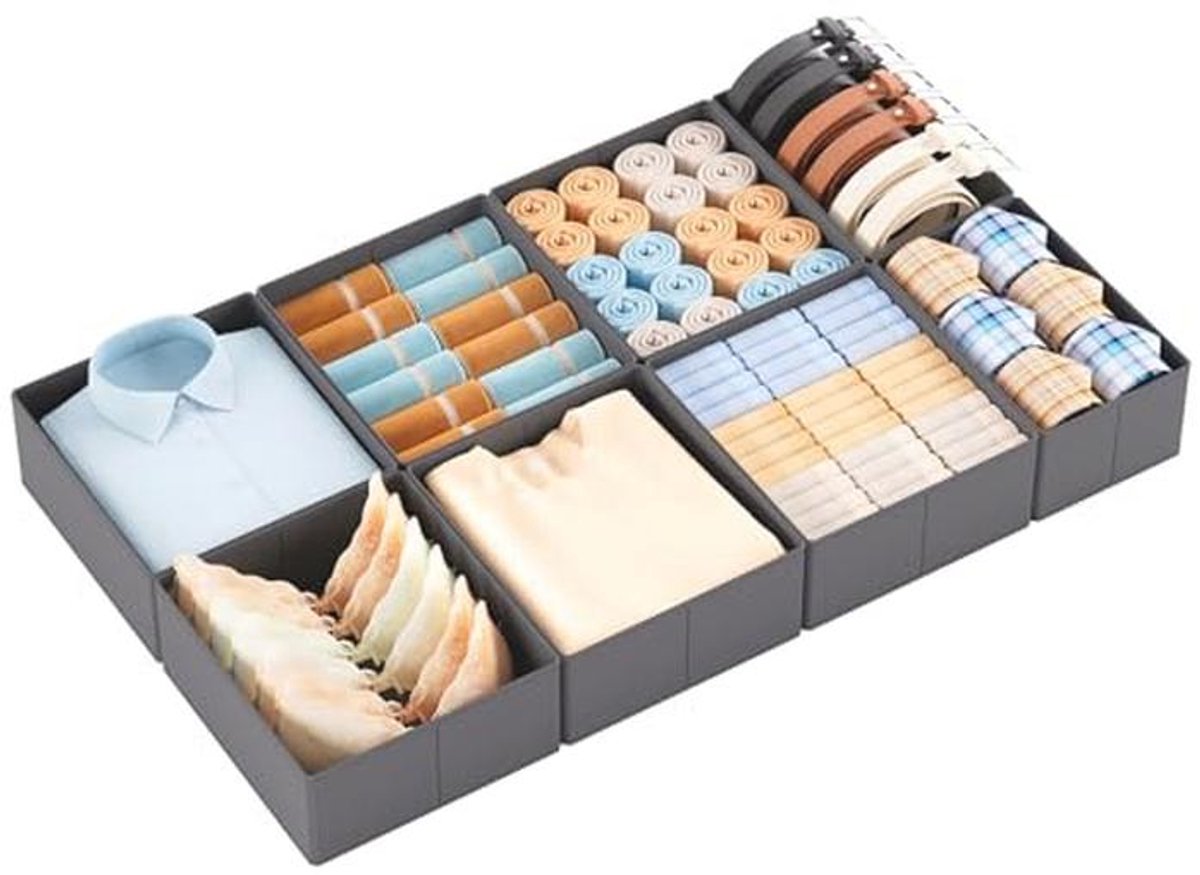Set van 8 opvouwbare lade-organizers voor optimale organisatie in laden